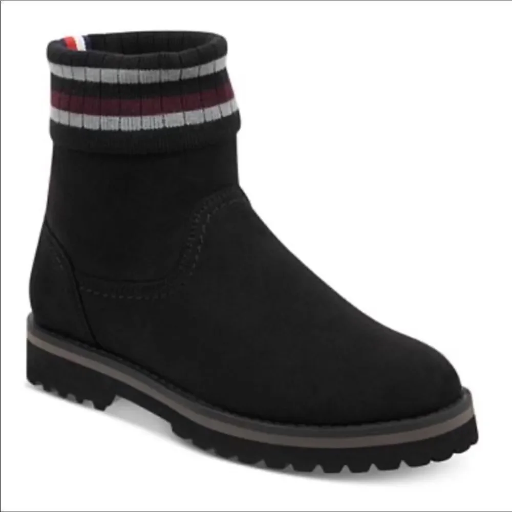 Tommy Hilfiger Black Pasilla Faux Suede Ankle Boots Size 9 1/2